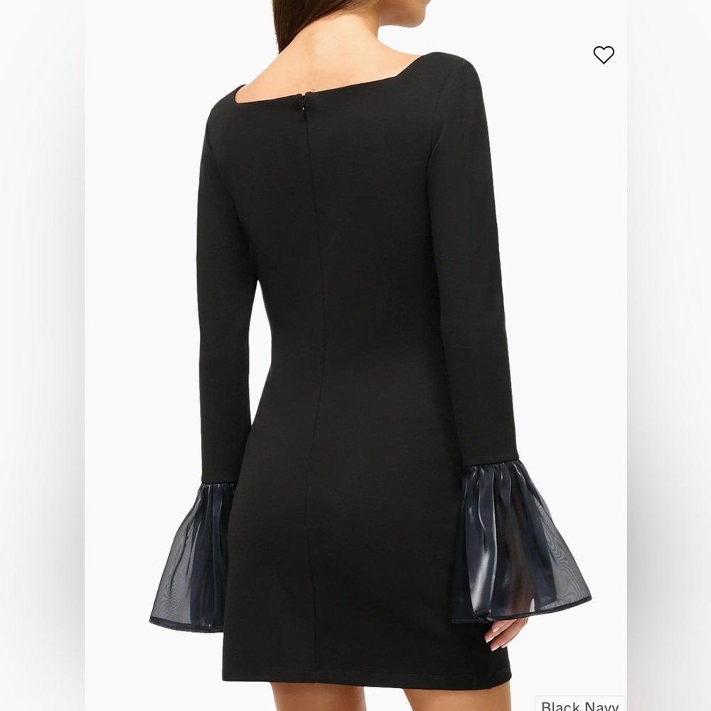 STAUD Black Dress with Sheer Bell Sleeves - Picture 4 of 9